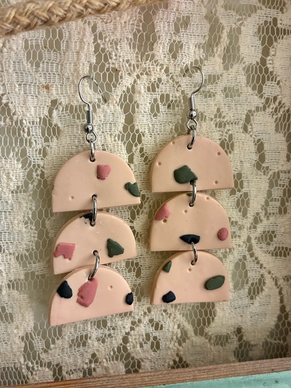 Handmade Pink Terrazzo Dangle Earrings